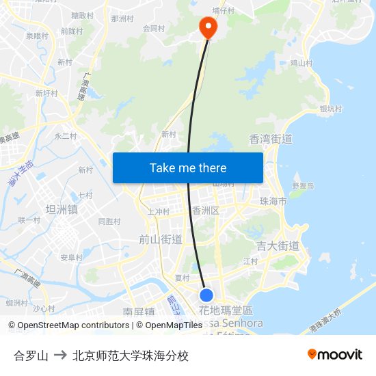 合罗山 to 北京师范大学珠海分校 map