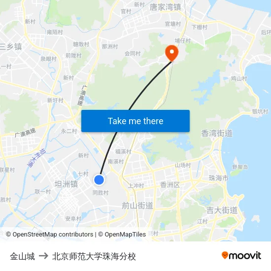 金山城 to 北京师范大学珠海分校 map