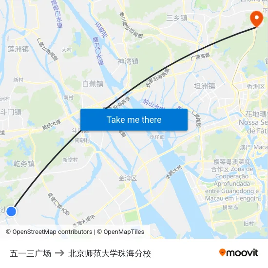五一三广场 to 北京师范大学珠海分校 map