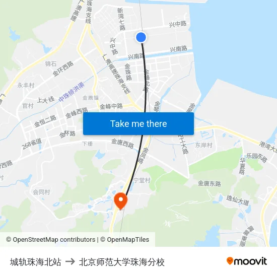 城轨珠海北站 to 北京师范大学珠海分校 map