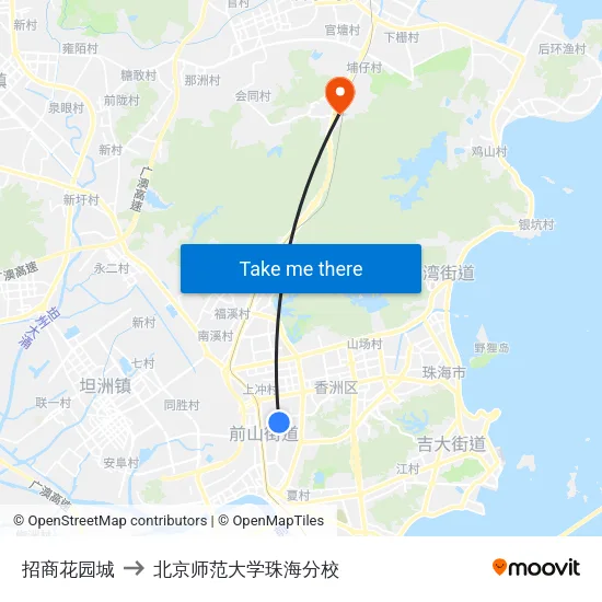 招商花园城 to 北京师范大学珠海分校 map