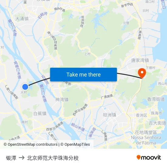 银潭 to 北京师范大学珠海分校 map