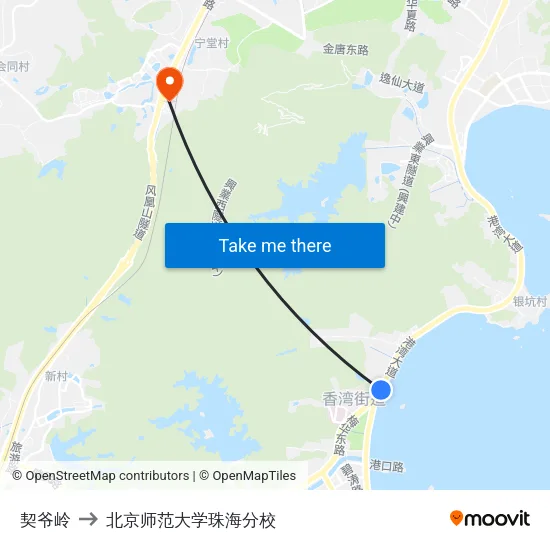 契爷岭 to 北京师范大学珠海分校 map