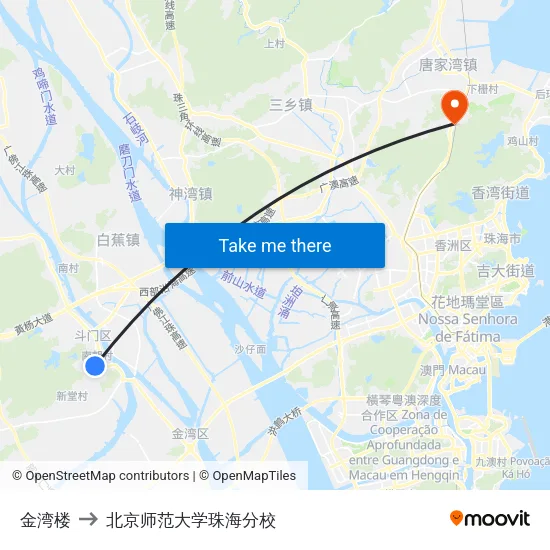 金湾楼 to 北京师范大学珠海分校 map