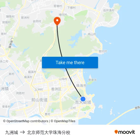 九洲城 to 北京师范大学珠海分校 map