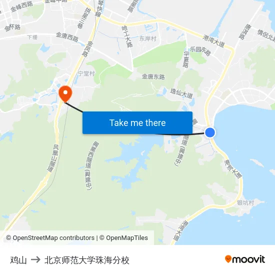 鸡山 to 北京师范大学珠海分校 map