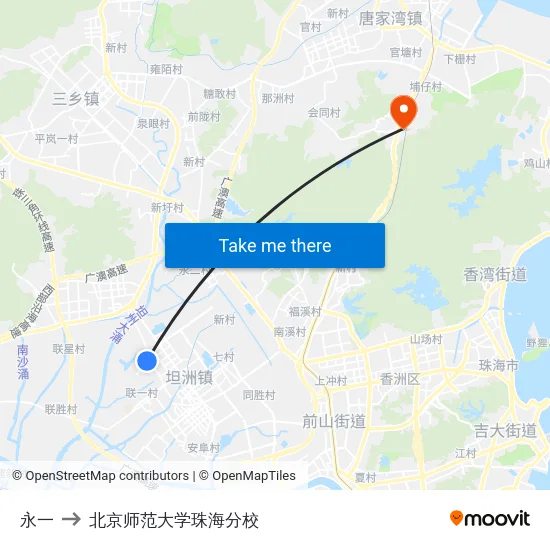 永一 to 北京师范大学珠海分校 map