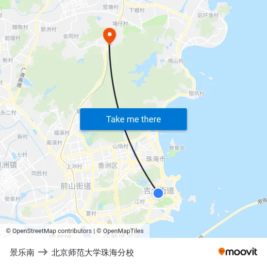 景乐南 to 北京师范大学珠海分校 map