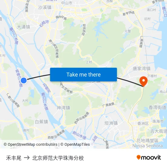 禾丰尾 to 北京师范大学珠海分校 map