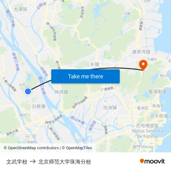 文武学校 to 北京师范大学珠海分校 map