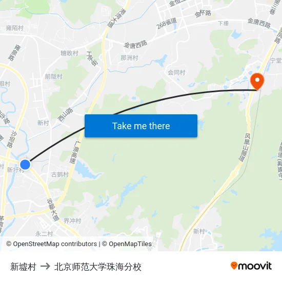 新墟村 to 北京师范大学珠海分校 map