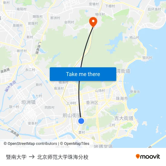 暨南大学 to 北京师范大学珠海分校 map