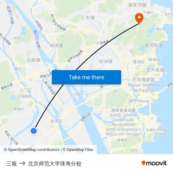 三板 to 北京师范大学珠海分校 map