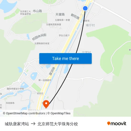 城轨唐家湾站 to 北京师范大学珠海分校 map