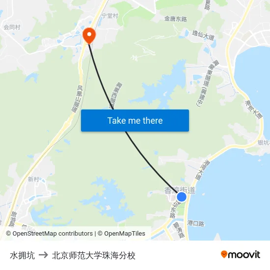 水拥坑 to 北京师范大学珠海分校 map