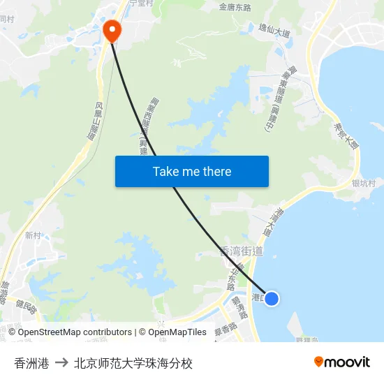 香洲港 to 北京师范大学珠海分校 map
