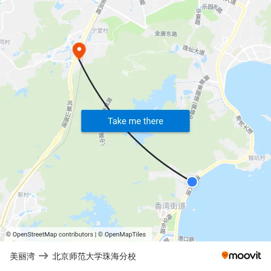 美丽湾 to 北京师范大学珠海分校 map