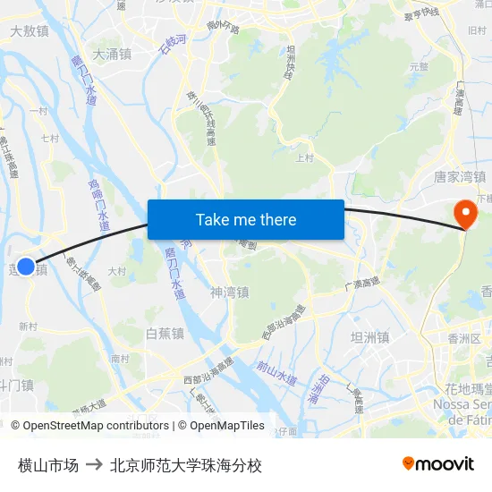 横山市场 to 北京师范大学珠海分校 map
