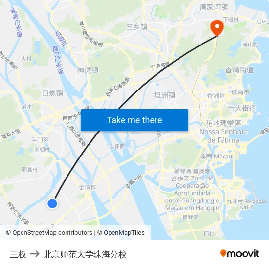 三板 to 北京师范大学珠海分校 map