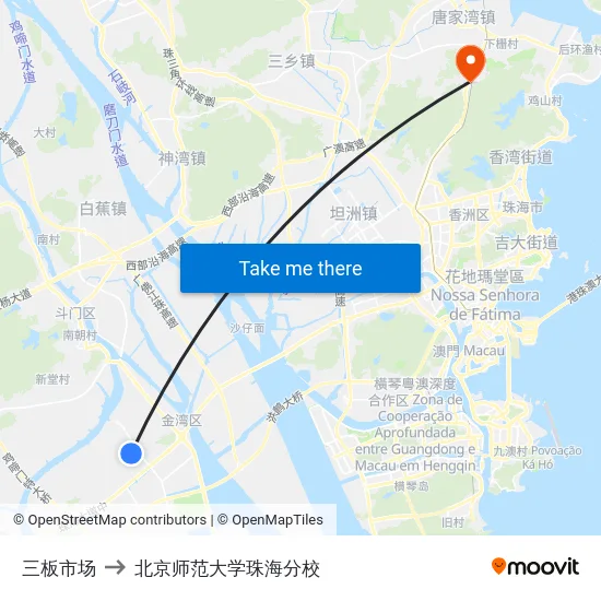 三板市场 to 北京师范大学珠海分校 map