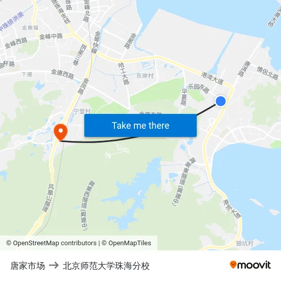 唐家市场 to 北京师范大学珠海分校 map