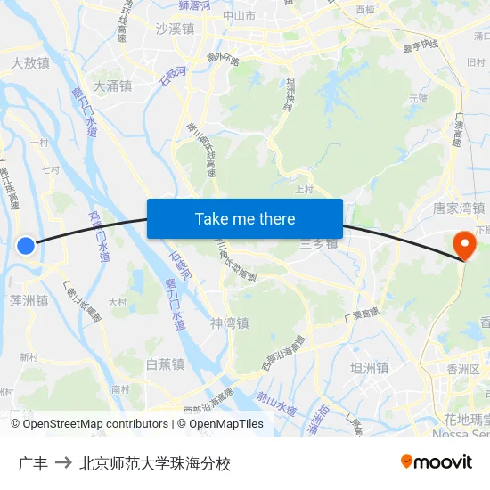广丰 to 北京师范大学珠海分校 map