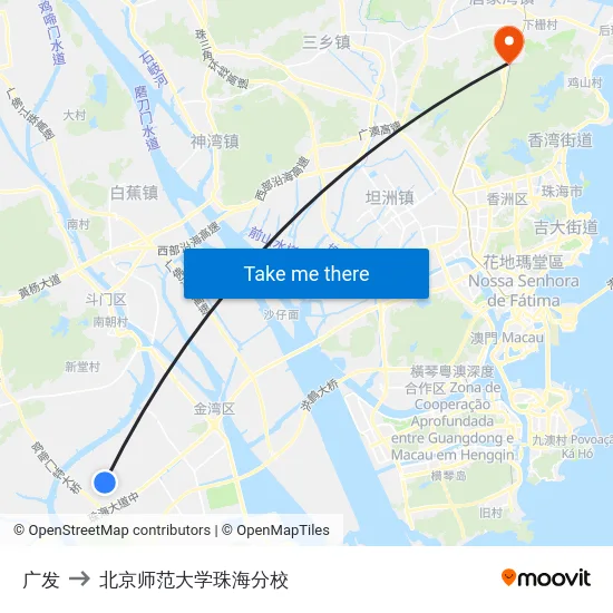 广发 to 北京师范大学珠海分校 map