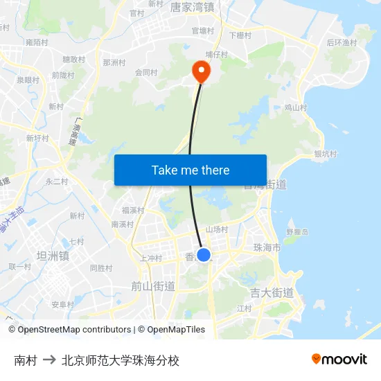 南村 to 北京师范大学珠海分校 map