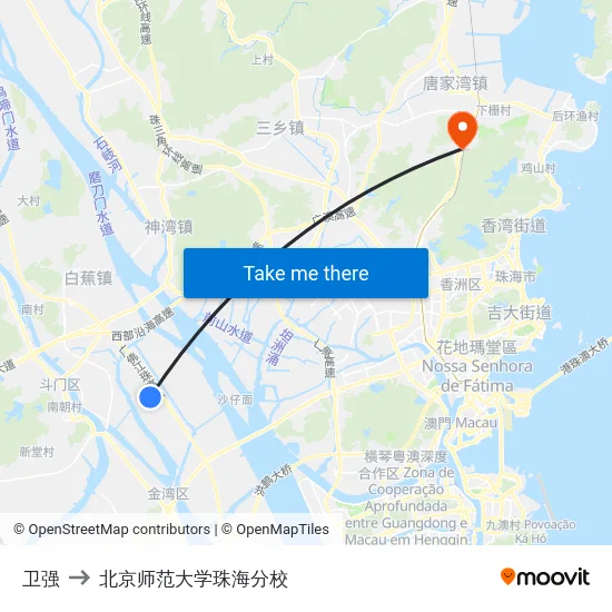 卫强 to 北京师范大学珠海分校 map