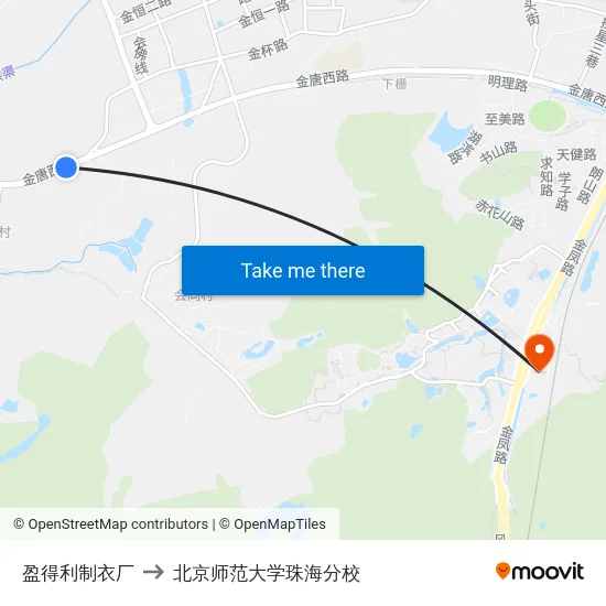 盈得利制衣厂 to 北京师范大学珠海分校 map