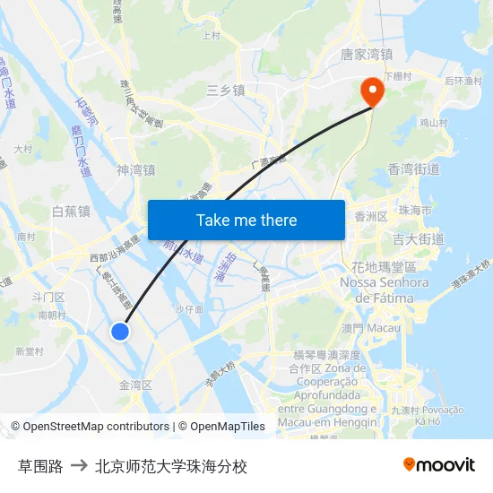 草围路 to 北京师范大学珠海分校 map