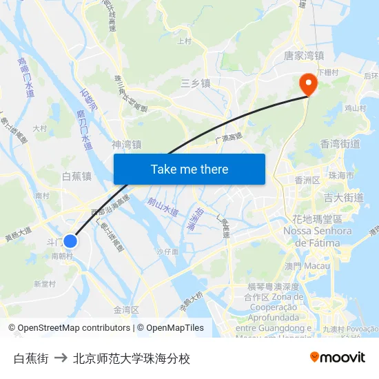 白蕉街 to 北京师范大学珠海分校 map