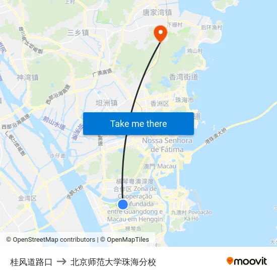 桂风道路口 to 北京师范大学珠海分校 map