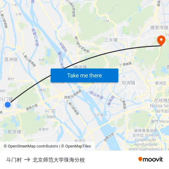 斗门村 to 北京师范大学珠海分校 map