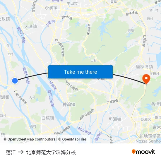 莲江 to 北京师范大学珠海分校 map