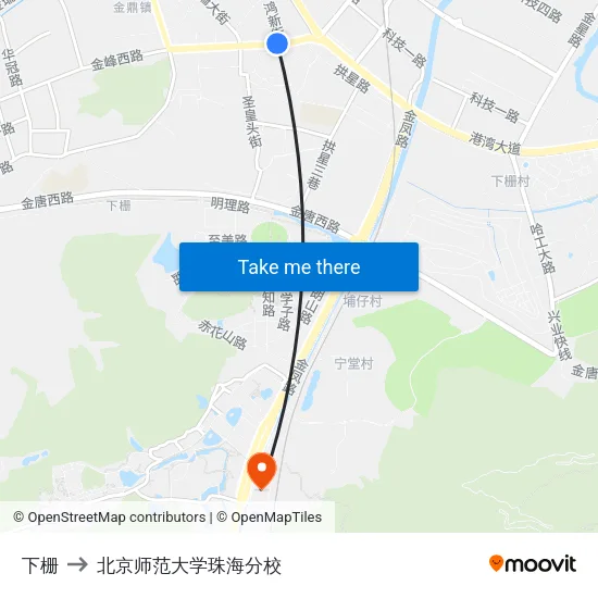 下栅 to 北京师范大学珠海分校 map
