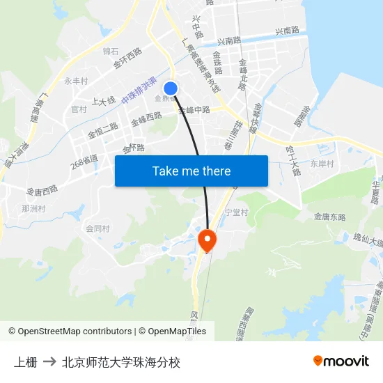 上栅 to 北京师范大学珠海分校 map