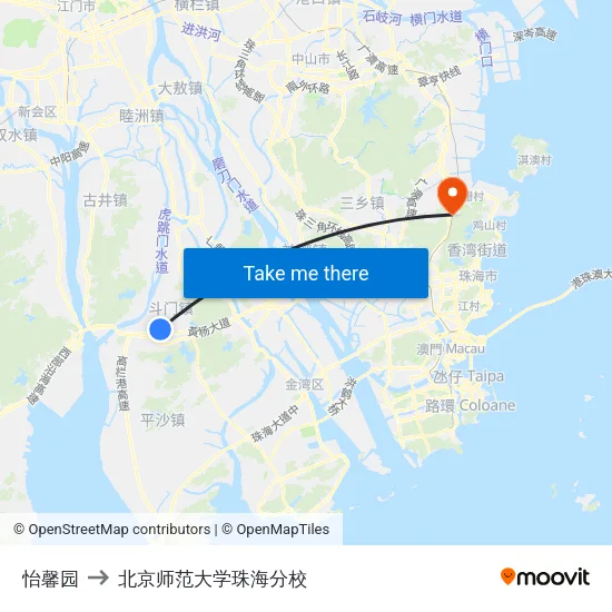 怡馨园 to 北京师范大学珠海分校 map