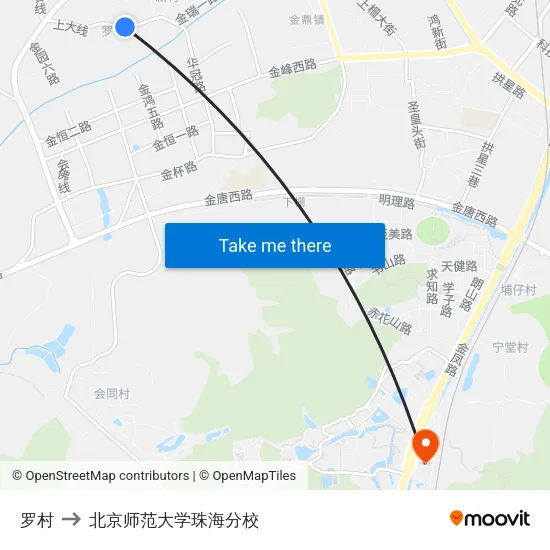 罗村 to 北京师范大学珠海分校 map