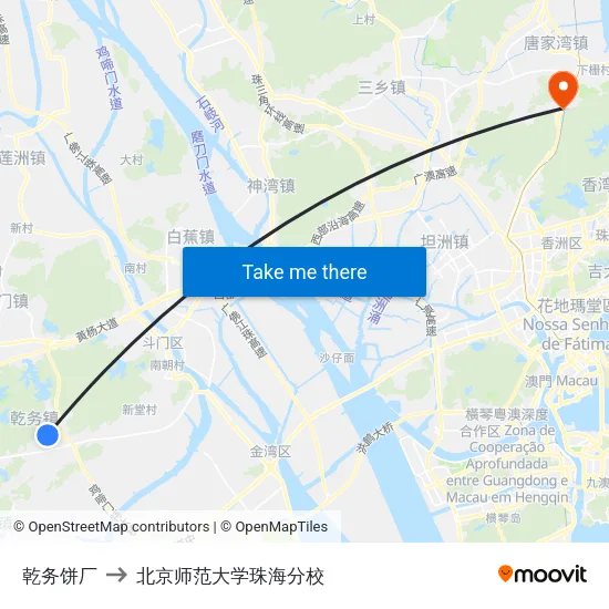 乾务饼厂 to 北京师范大学珠海分校 map