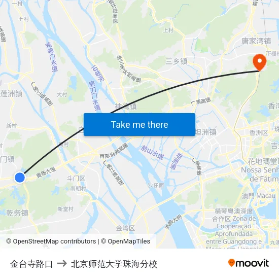 金台寺路口 to 北京师范大学珠海分校 map