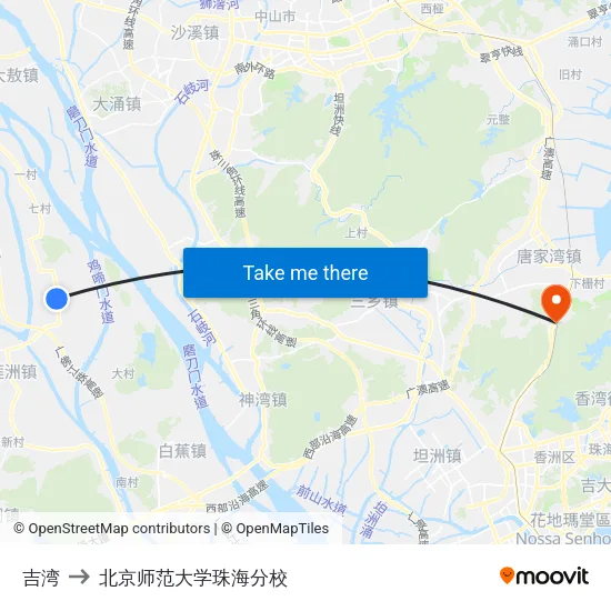 吉湾 to 北京师范大学珠海分校 map