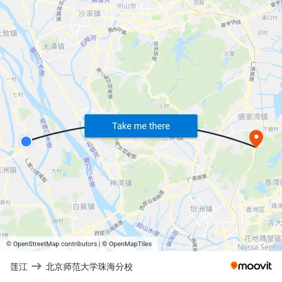 莲江 to 北京师范大学珠海分校 map