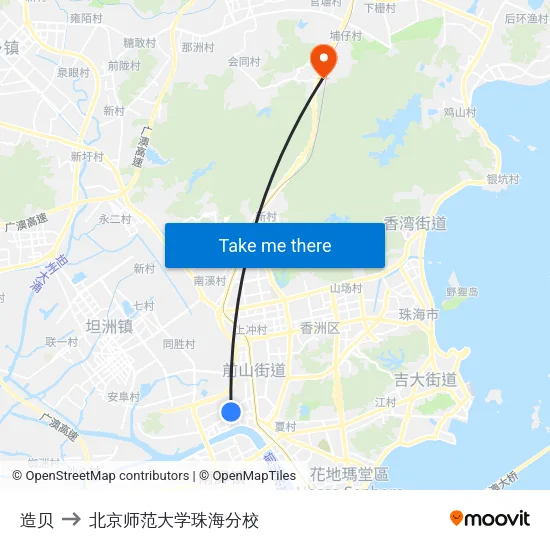 造贝 to 北京师范大学珠海分校 map
