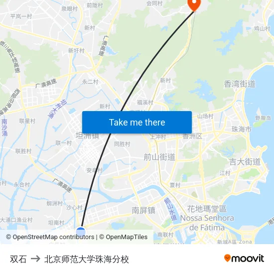 双石 to 北京师范大学珠海分校 map