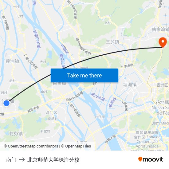 南门 to 北京师范大学珠海分校 map