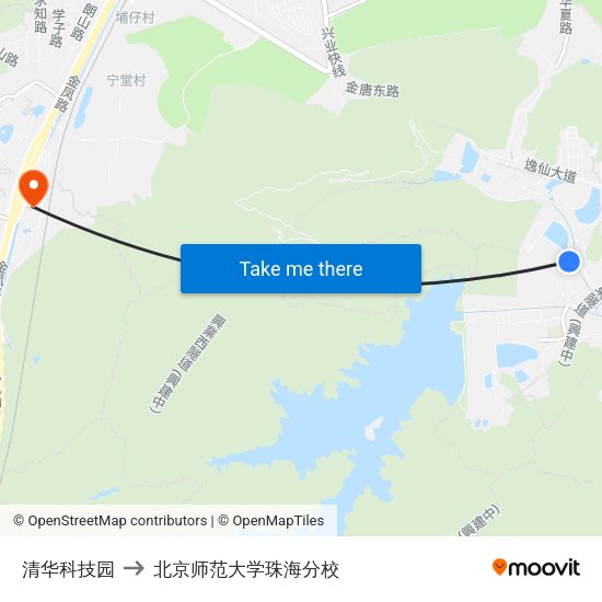 清华科技园 to 北京师范大学珠海分校 map