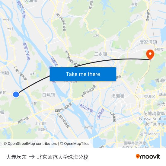 大赤坎东 to 北京师范大学珠海分校 map