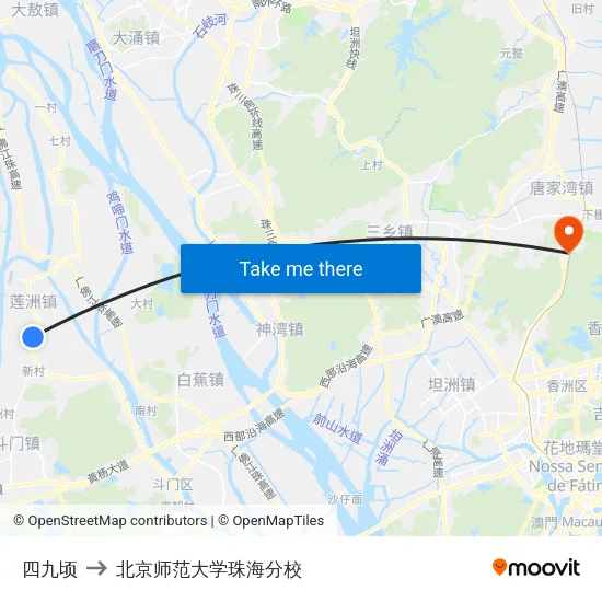 四九顷 to 北京师范大学珠海分校 map
