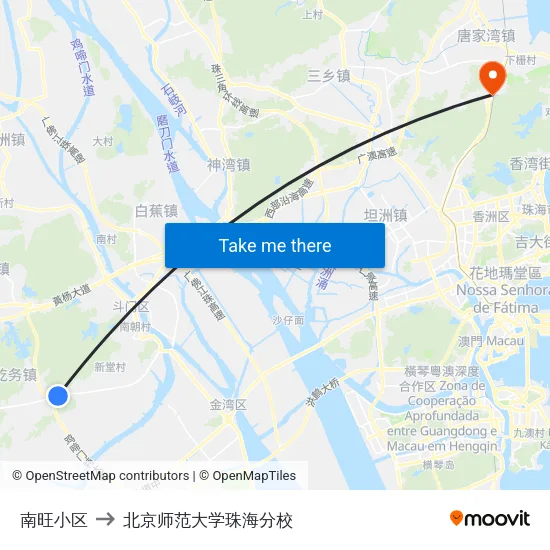 南旺小区 to 北京师范大学珠海分校 map